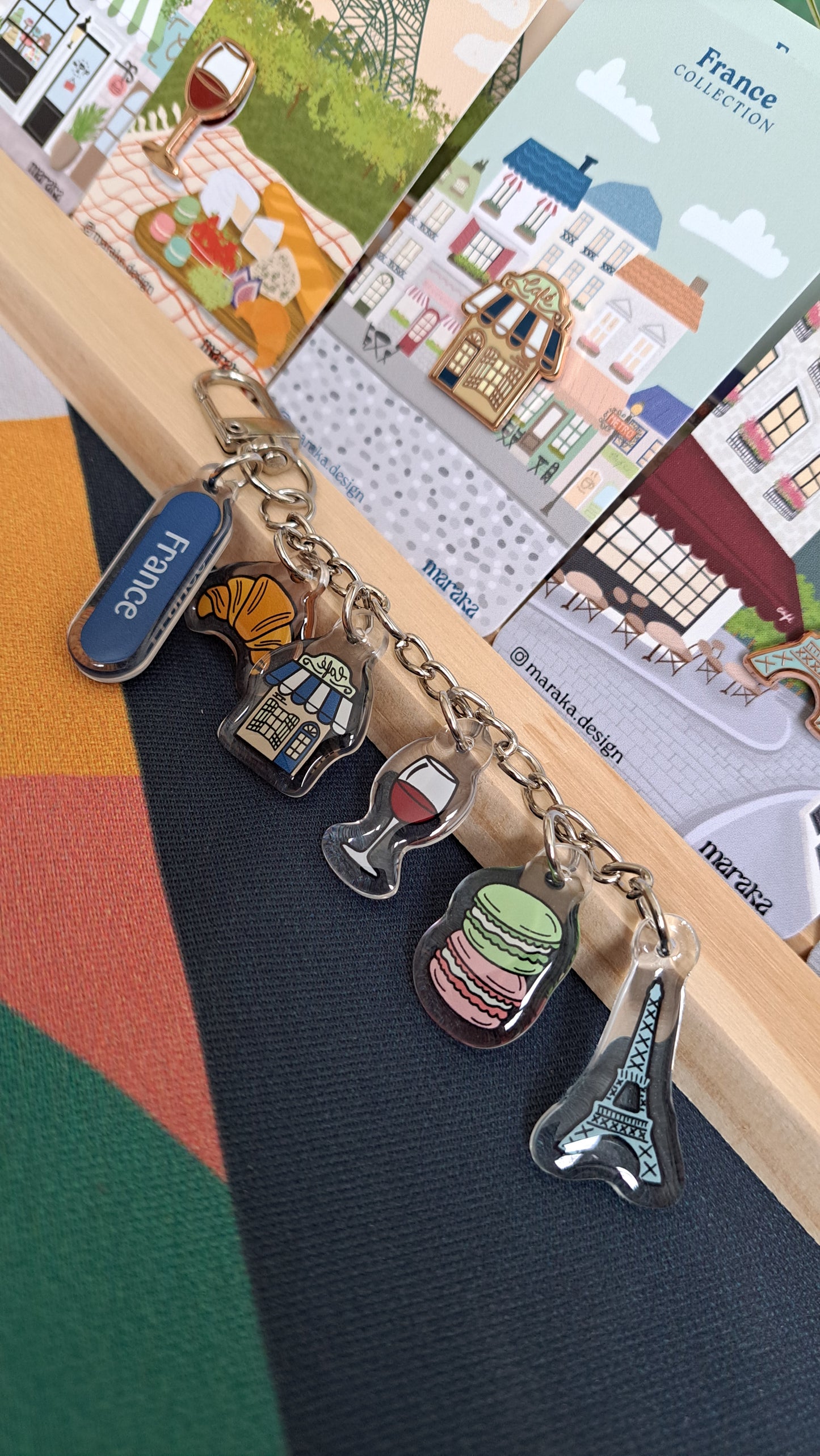 France Acrylic Bag Charms | 🥐 🇫🇷🗼🍷🍬Charms
