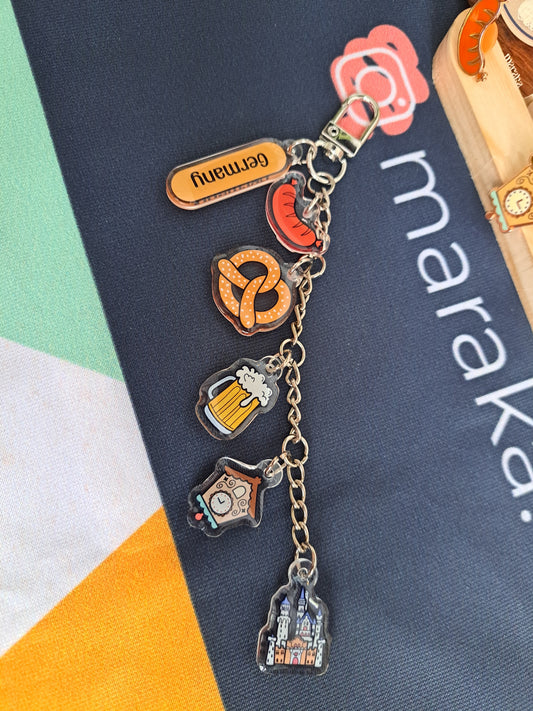 Germany Acrylic Bag Charms | 🇩🇪 🍺 🥨 🕰️ 🌭 🏰 Charms